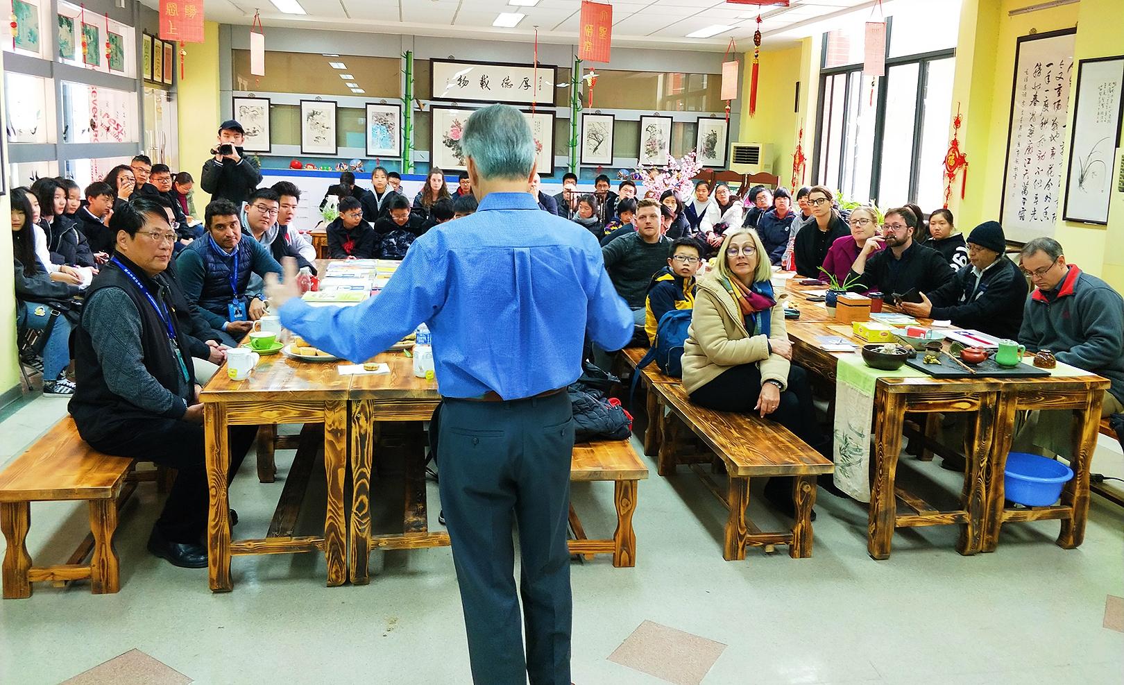 Addressing the faculty at XiWai School